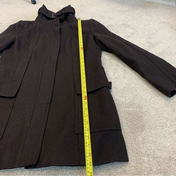 ZARA chocolate brown high neck coat Sz XL - Picture 7 of 9